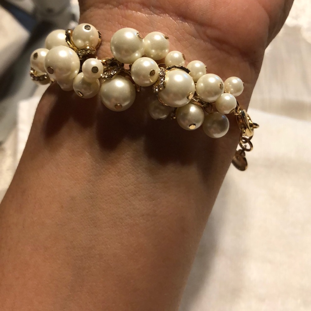 Charter club crystals and faux pearls bracelet